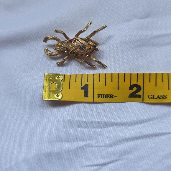 Gold Insect Brooch with Multicolor Gems - Picture 3 of 3